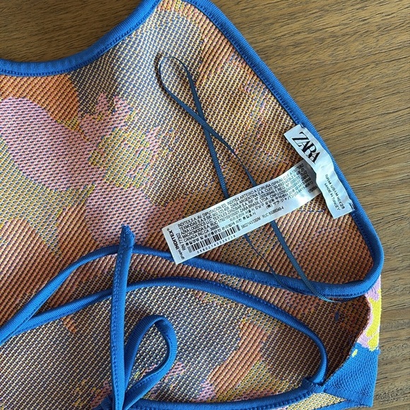 Zara Blue Floral Knit Halter Top - Picture 8 of 9